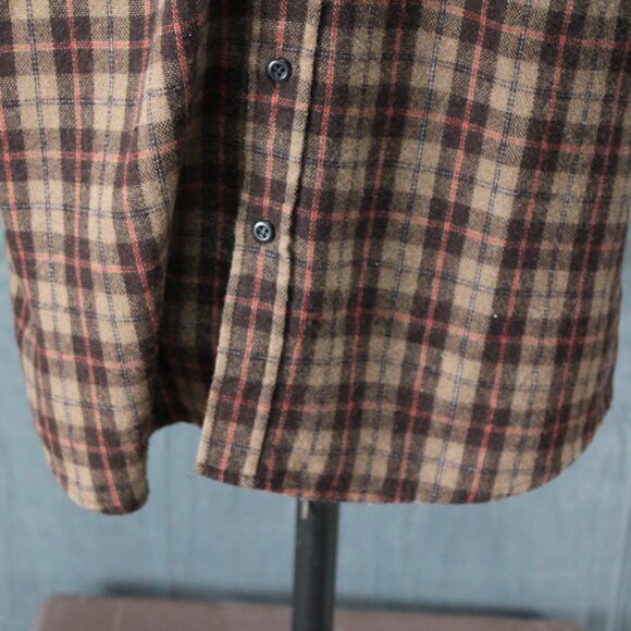 Vintage Flannel Shirt - Sear Brown Plaid Pattern - Men's Large - Picture 4 of 10